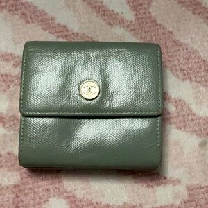 Chanel vintage seafoam compact bifold wallet